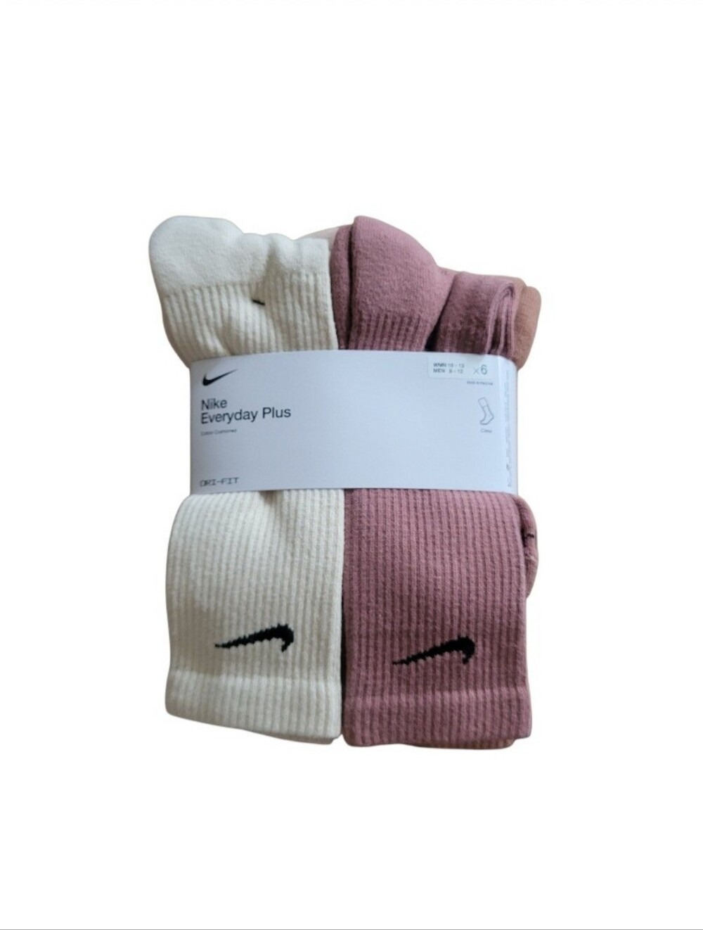NEW Nike 6-pack Everyday Plus Crew Socks - MEN 8-12/WMN 10-13
